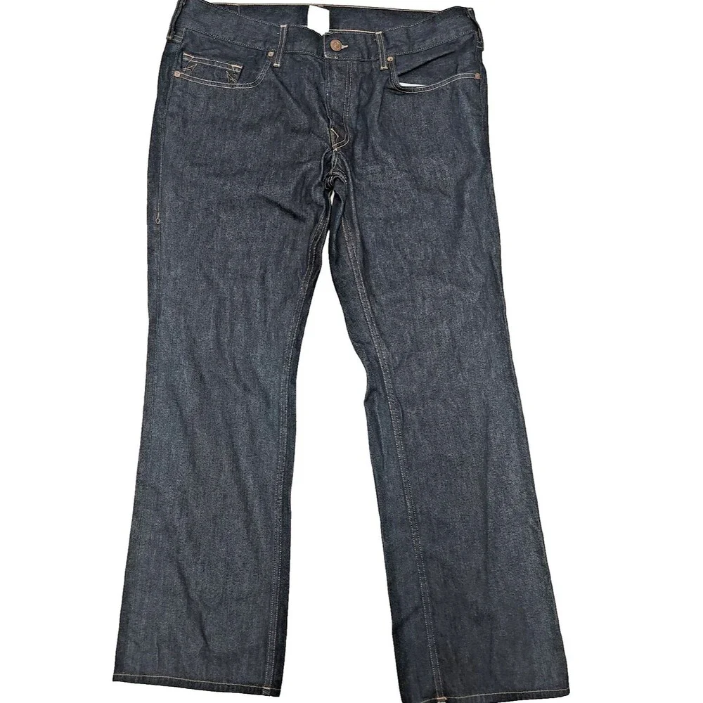 True Religion Ricky Jeans Mens 40x34 Black Straight Dark Wash Denim Pants